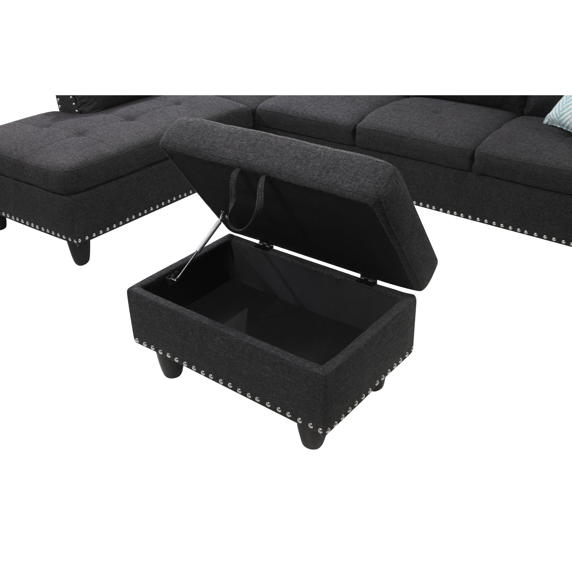 Leumius 98" L Shaped Sectional Couch,Modern Oversized Modular Sofa Couch with Storage Ottoman & Deep Seat,Sectional Couches for Living Room,Office,Gray