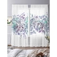 thumbnail image 3 of Sheer Curtains 96 Inches Long, Purple Blue Eucalyptus Leaves Light Filtering Window Curtains for Living Room, Spring Summer Botanical Floral Rod Pocket Voile Sheer Curtain Drapes, 52"Wx96"L, 2 Panels, 3 of 8