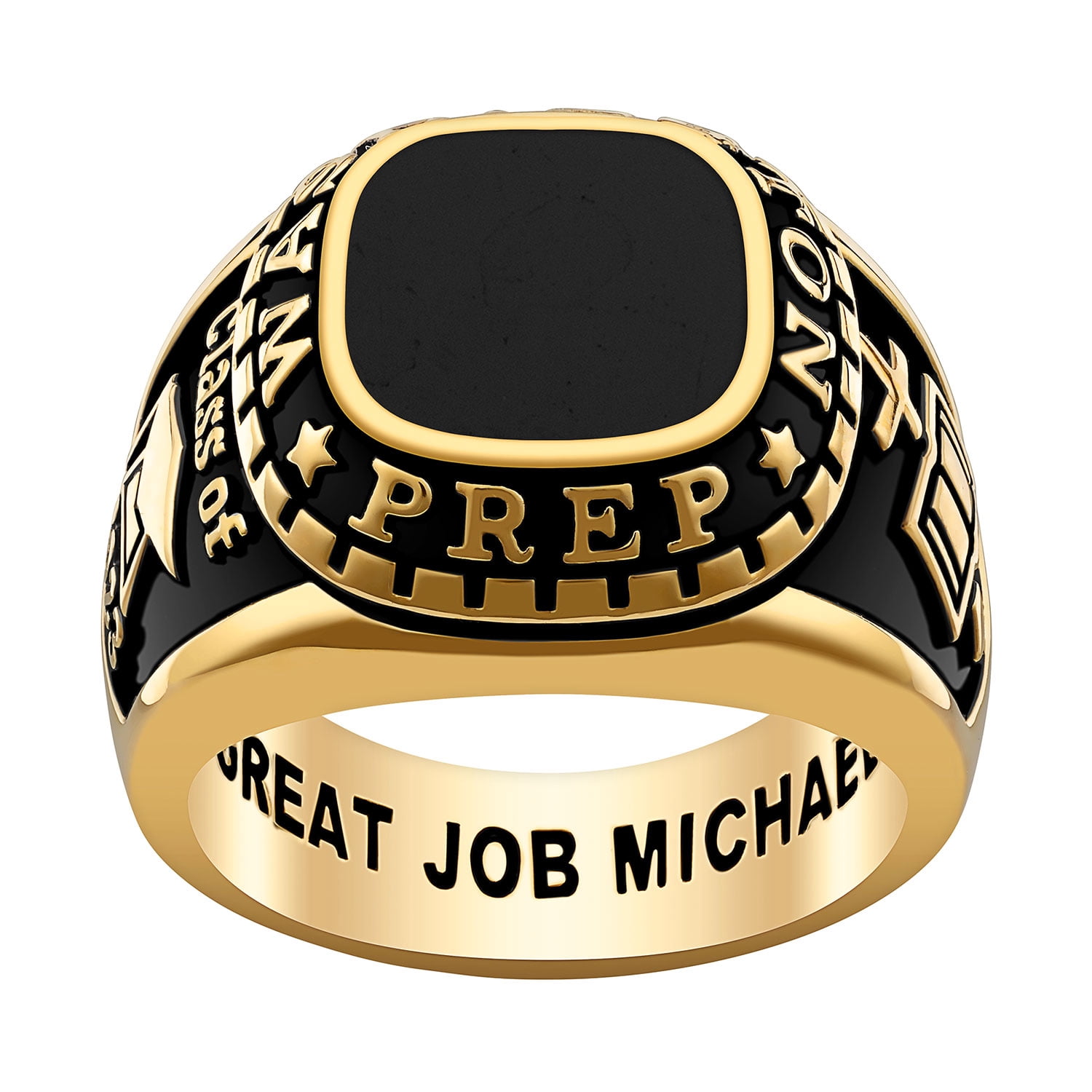 Order Now for 2025 Graduation, Freestyle Men’s Class Ring – Onyx, Carnelian, Lapis Mother of Pearl Genuine Stone Sterling Silver, Personalized, High School or College Graduation