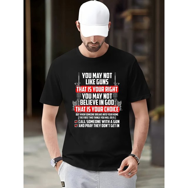 Men's Cotton T-Shirt with Inspirational Quote, Crew Neck, Short Sleeve, Casual Sports Style, Washable, All-Season Comfort, 100% Cotton Knit Fabric, Loose Fit - Sizes S-XXXL