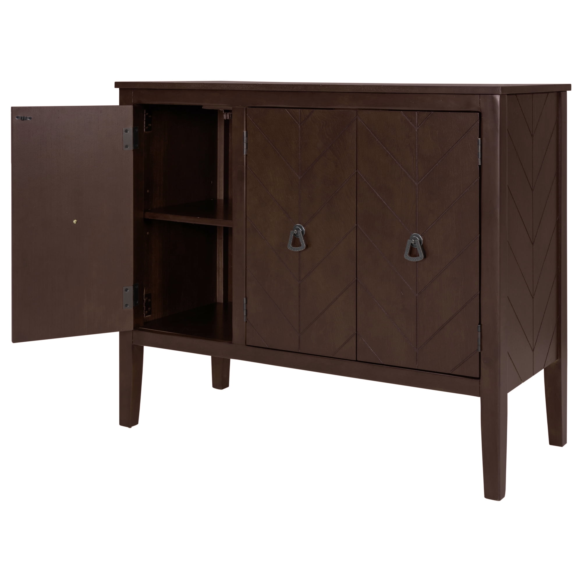 Aukfa Wood Accent Cabinets with 3 Doors,Buffet Storage Cabinet for Hallway, Entryway, Living Room,Brown