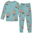 thumbnail image 2 of FORMRS Long Sleeve Top and Pants Pajama Set for Niños 2-Piece Sleepwear, Sizes 18M-8Y, Cartoon Capybaras, 2 of 6