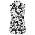 thumbnail image 6 of Avrnliq Womens Sleeveless Blouse, Black White Floral Print, Collared V-Neck Button Down, Stretchy Lightweight Top, S-XXXL,Size L, 6 of 6