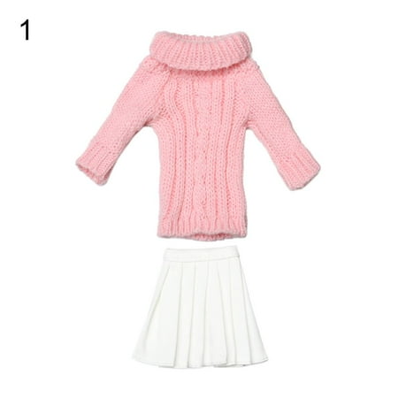 

1 Set New Kids DIY Handmade Multicolored Tops Casual Dress Dressing Clothes Mini Knitted Sweater Doll Skirt 1