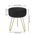 thumbnail image 5 of Velvet Footrest Stool Ottoman Round Modern Upholstered Vanity Footstool Side Table Seat Dressing Chair with Golden Metal Leg Black, 5 of 9