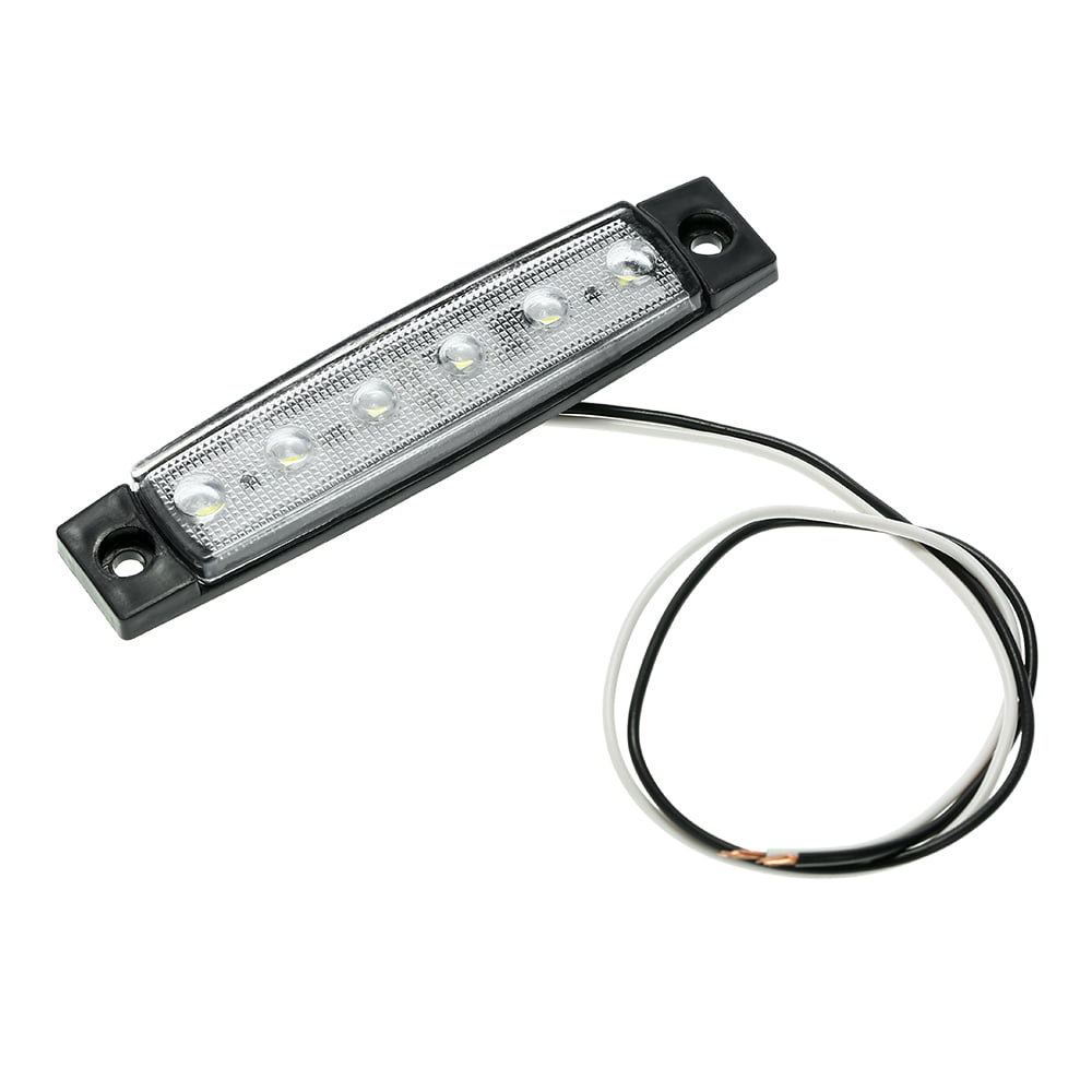 White 12V 6 LED Side Marker Light for Trailer Truck Boat BUS Indicator RV Lamp