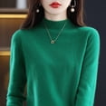 thumbnail image 4 of Suéter de cuello alto medio para mujer, suéter de cachemira suelto de punto de otoño e invierno de pura lana, 4 of 6