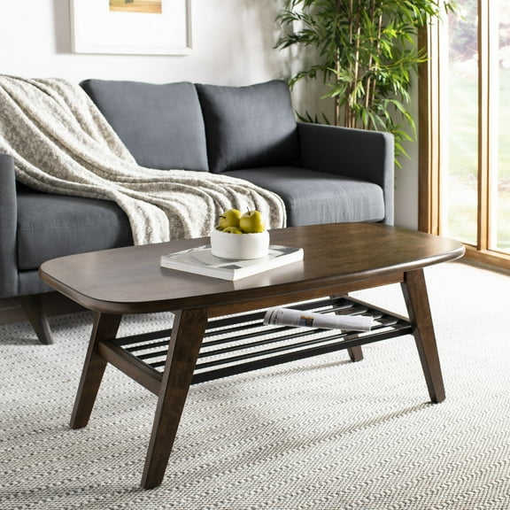 SAFAVIEH Oren 2 Tier Solid Classic Coffee Table, Dark Walnut