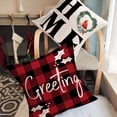 thumbnail image 3 of Set of 4 Christmas Decorations Pillow Covers 18x18 Inch Buffalo Plaid Black and Red Cardinal Bird Berry Leaves Snow Santa Hat Blessing Home Decor Pillow Case Cotton Linen Noel Greeting Pillow, 3 of 6