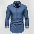 thumbnail image 4 of Men's Fashion Plus Size Long Sleeve Shirts d Button Pocket Flip Collar Casual Jeans Shirt Up to 65% off!, 4 of 8