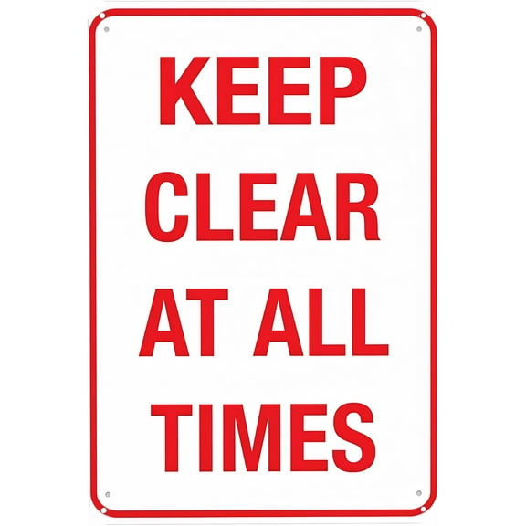 Keep Clear at All Time Sign - 8"x12" Vintage Metal Warning Sign, Safety Decor for Home Farm Bar Coffee Shop Club Outdoor Indoor High-Traffic Area
