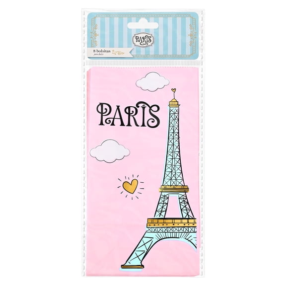 Bolsitas para Dulces Prichos París Rosa de Papel Coated 8 Piezas
