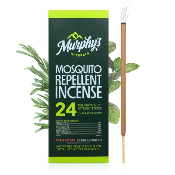 Murphy’s Naturals Plant-Based Mosquito Incense Sticks with Citronella, 24 Count