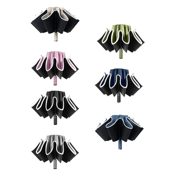 Folding Windproof Umbrella with Reflective Stripes | Fully Automatic Compact Travel Umbrella | 10 Rib Fiberglass Construction | 41 Inch Diameter | 1 Pack