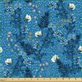 thumbnail image 2 of Ambesonne Floral Fabric by the Yard Upholstery, Flowers Polka Dots Leaves, 2 Yards, Azure Blue Warm Taupe, 2 of 5