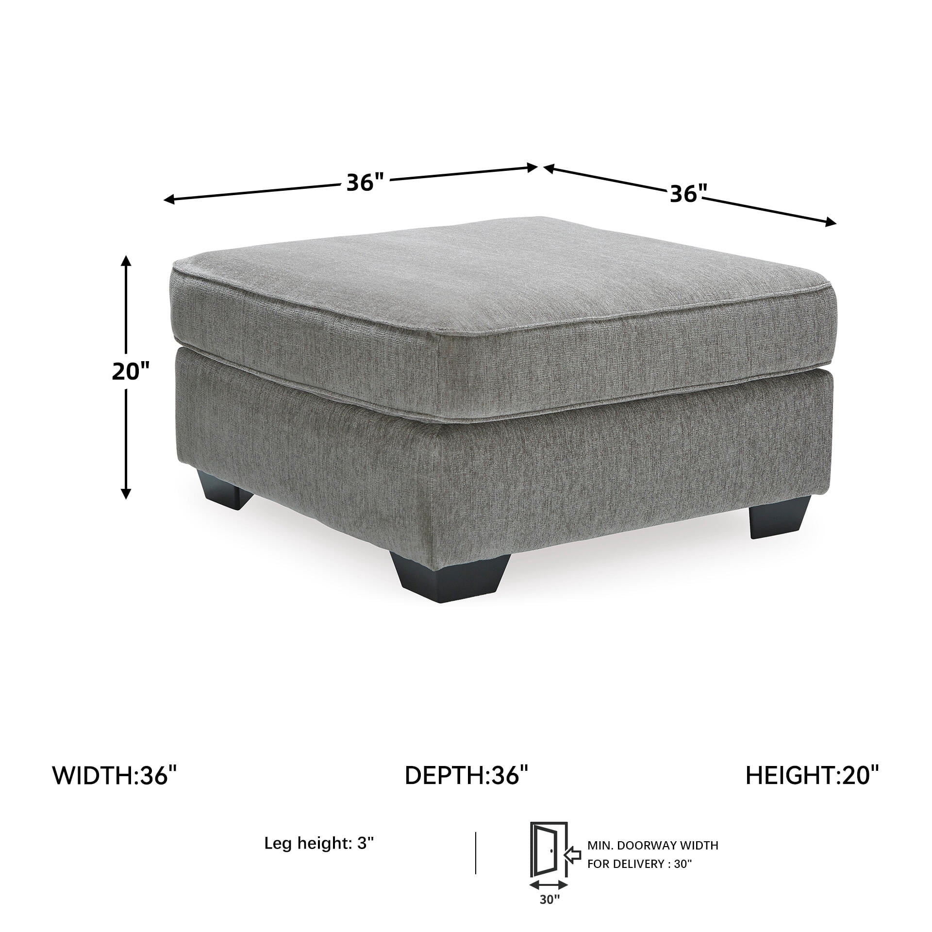 Signature Design by Ashley Contemporary Altari Oversized Accent Ottoman Chenille Alloy