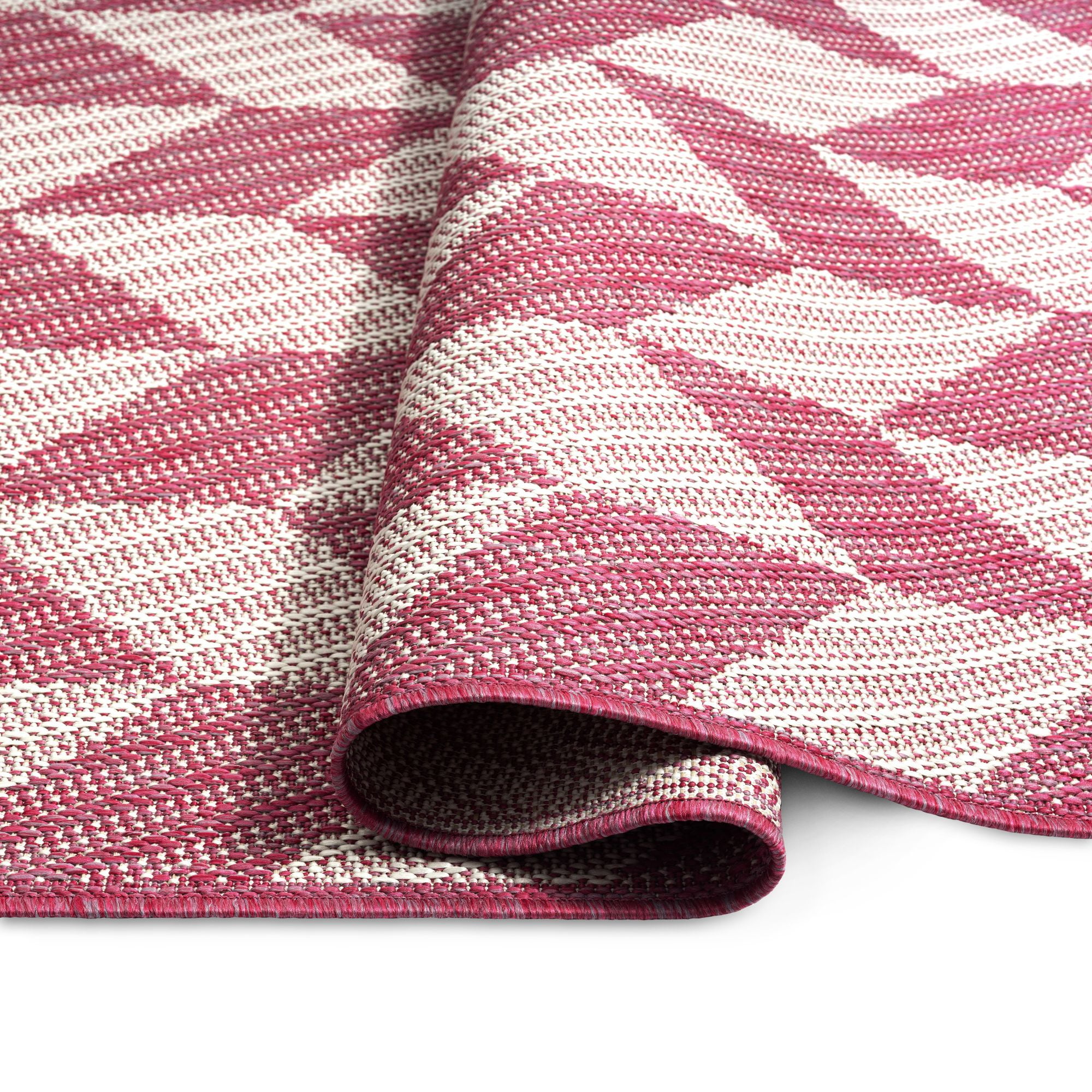 Nicole Miller New York Patio Country Calla Contemporary Herringbone Indoor/Outdoor Area Rug, Pink/Ivory , 5'2"x7'2"