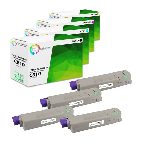 TCT C810 Toner Cartridge 4 Pack - Premium Compatible Replacement for 44059112 44059111 44059110 44059109