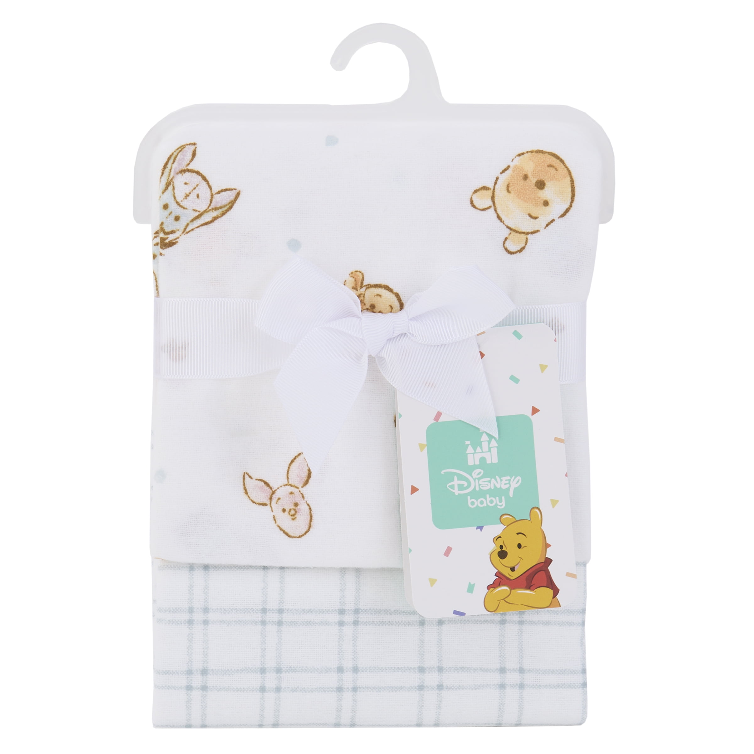 Disney Winnie the Pooh Ivory Cotton Flannel Receiving Baby Blanket (2 count)