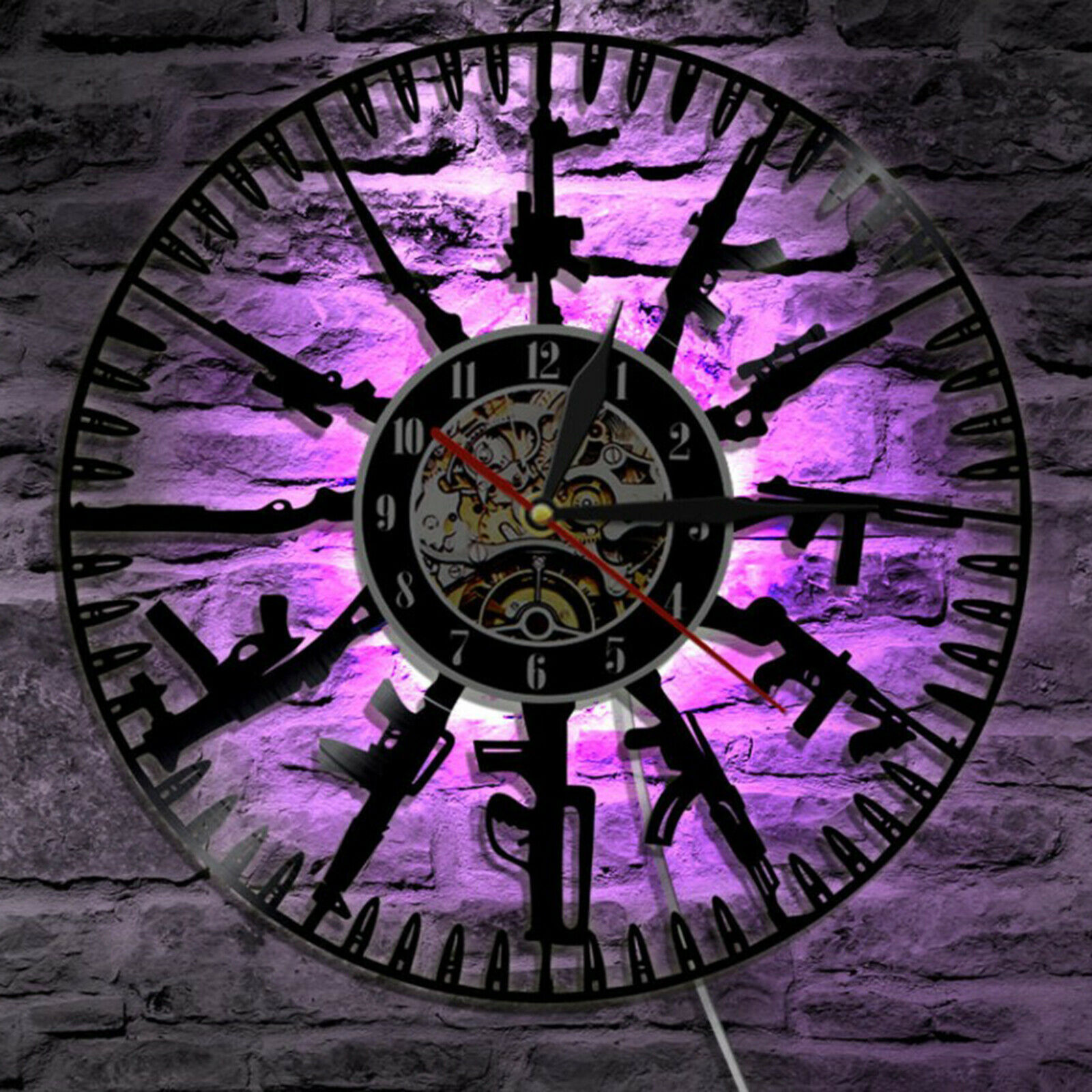 Miumaeov 12" LED Wall Clock Night Light 7 Colors Change Record Wall