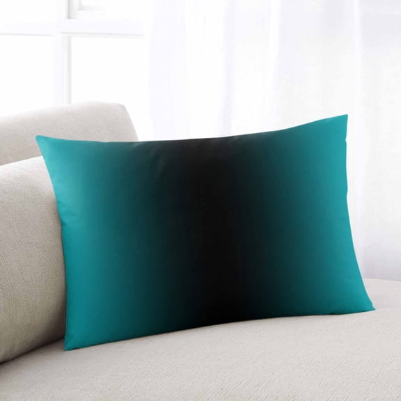 Teal Black Ombre Throw Pillow Covers, Gradient Contemporary Abstract Art Soft Breathable Pillow Cases with Invisible Zipper for Sleeping, King Size Pillowcases for Couch Bed Sofa Chair 20x36 Inches