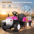 thumbnail image 2 of Farmdex 24V Ride on Tractor with Detachable Trailer, Ride on Toys for Kids w/ Remote Control, Electric Cars for Kids, LED Lights, Bluetooth, Music, MP3, Pink, 2 of 8