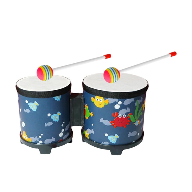 Tambor de iluminación musical, juego de batería Bongo de 5 y 6 pulgadas, tambor de mano para niños, regalo de cumpleaños para principiantes Mar