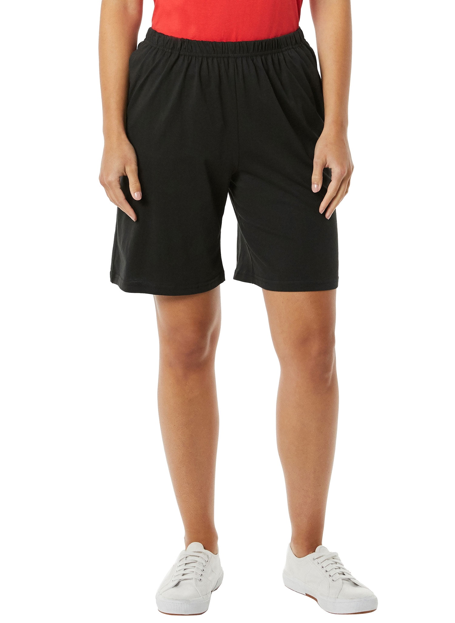 womens cotton shorts elastic waist