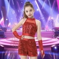 thumbnail image 2 of VUHXZWAF Outfits for Girls Sequin Sleeveless Shirt High Waist Shorts Gloves Dance 3 Piece Sets Size 4-5 Years, 2 of 4