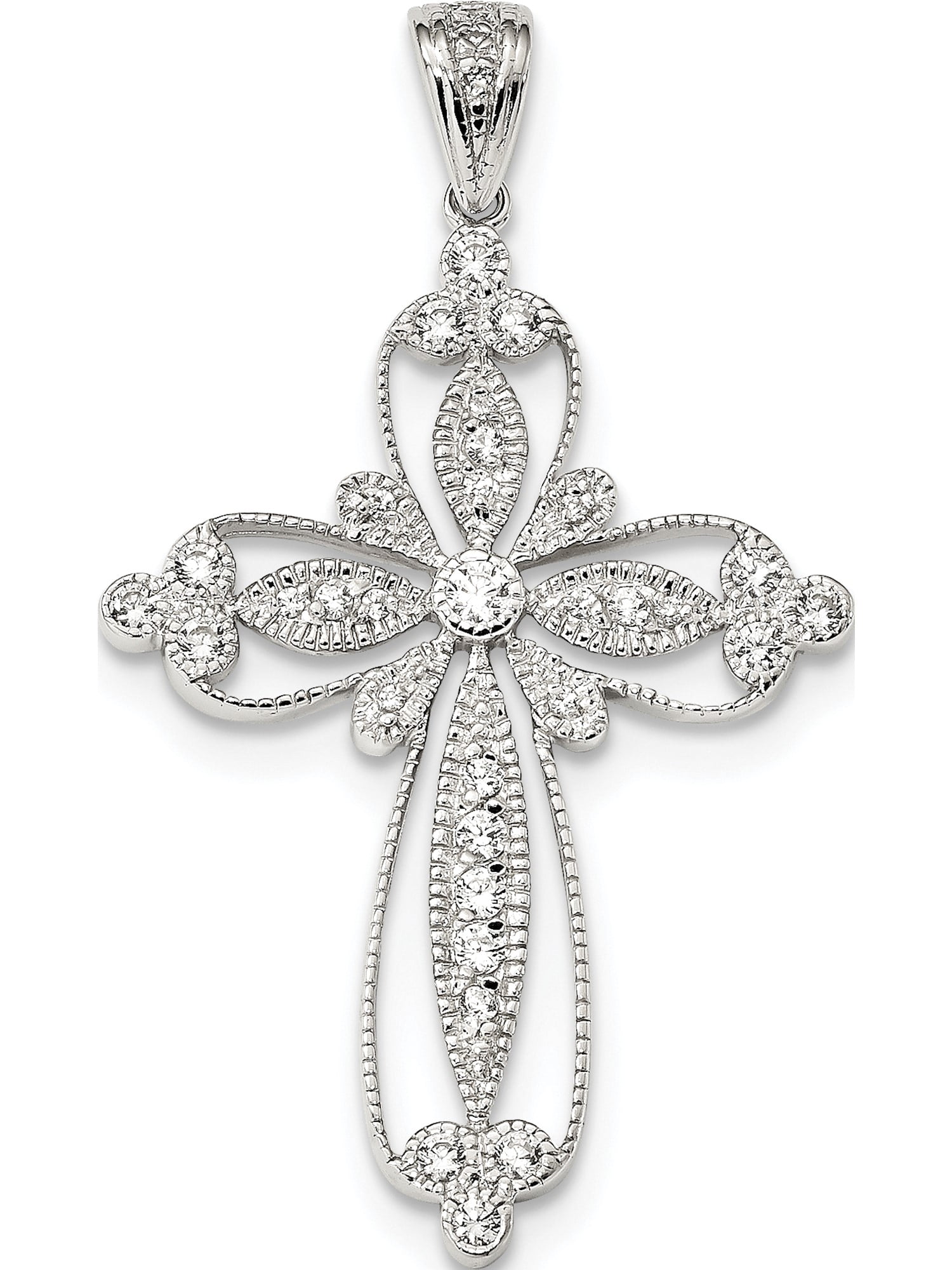Sterling Silver CZ Filigree Cross Pendant Sterling Silver CZ Filigree Cross Pendant