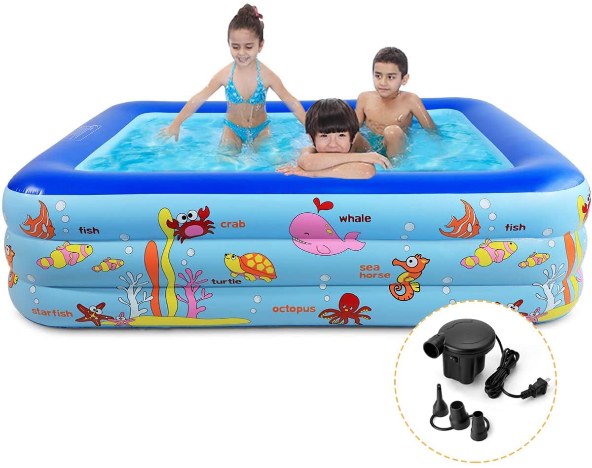 Evoio Inflatable Swimming Pool Kiddie Pool Blow up Family Pool Rectangle Lounge Pool for Kids and Adults Outdoor Party Adult Toddler Backyard 95 X 57 X 22 Large Deep Pools for Kids 