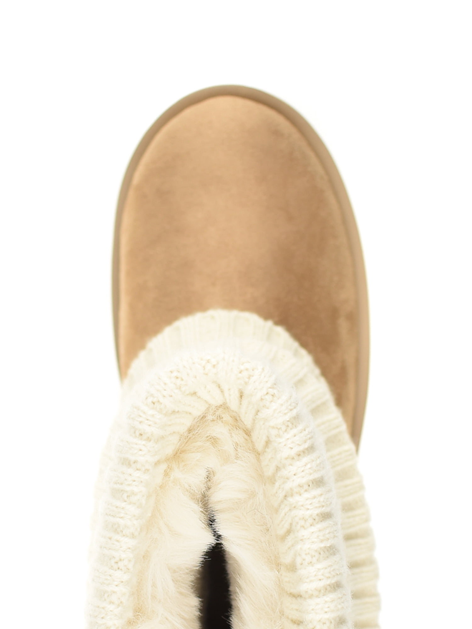 No Boundaries Women's Foldover Sweater Faux Fur Boots