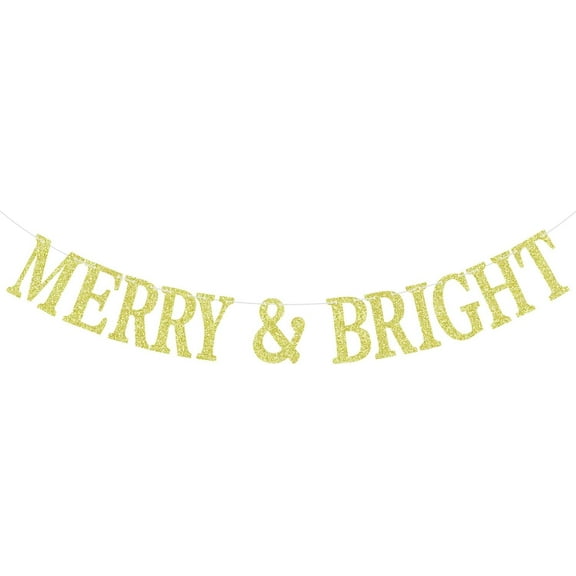 Merry & Bright Banner, Merry Christmas, Christmas Fireplace Sign, Happy New Year Christmas Party Decorations