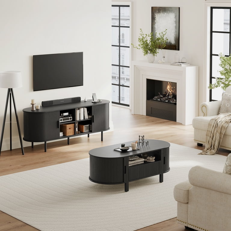 MARNUR, TV Stand, Black, Fits 55