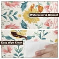 thumbnail image 4 of Boho Round Fitted Tablecloth with Elastic Edge,Water-Resistant Vintage Spring Light Pink Green Yellow Floral for 40-44" Found Tables Pastoral Flowers Leaf Table Cloth for Dinner,Outdoor,Patio, 4 of 8