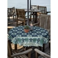 thumbnail image 2 of Outdoor Tablecloths with Umbrella Hole & Zipper, Dark Blue Flowers Round Tablecloth 54 Inch, Vintage Rustic Abstract Floral Aesthetic Waterproof Table Cloth, Patio/Pool/Picnic Table Covers, 2 of 8