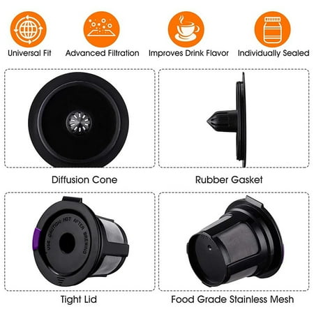 

Reusable K Cups with Paper Filters Set Including 4 Pack K Cups and 100 Pcs Coffee Filters for 1.0 and 2.0