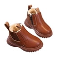 thumbnail image 5 of BXJX Girls Ankle Boots, Warm Fleece Lined Round Toe Slip-Resistant Kids Short Boots Brown Size 9 Toddler, 5 of 7