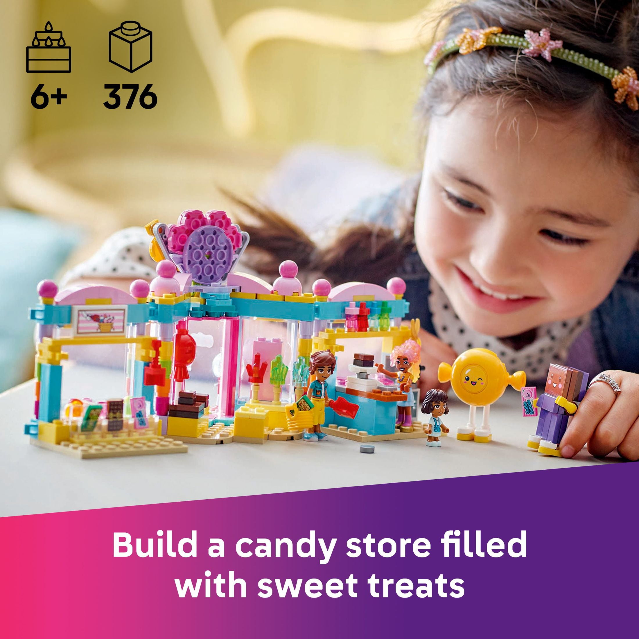 LEGO Friends Heartlake City Candy Store Building Toys - Pretend Play Set for Kids, Girls & Boys, Ages 6+ - W/ 2 Minifigures & Cat Figure - Gift Ideas for Birthday - 42649