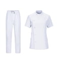 thumbnail image 2 of Conjuntos de uniforme médico para mujer, top y pantalones deportivos, ropa de trabajo médica, suave con cordón ajustable Blanco S, 2 of 9