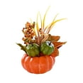 thumbnail image 3 of Calabaza artificial con flores, arreglo floral de calabaza de otoño para centro de mesa, decoración de Acción de Gracias para repisa de chimenea , estilo c, 3 of 8