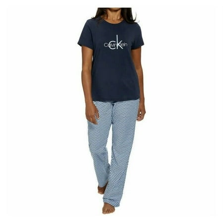 

Calvin Klein Women s 2 Piece Pajama Set Short Sleeve T-Shirt & PJ Pant Navy L
