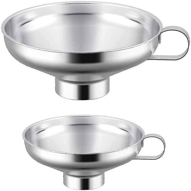2 Pcs Canning Funnel, Stainless Steel Jam Funnel, Wide Mouth Funnel, Kitchen Stainless Steel Wide Mouth Funnel Set For Transferring Liquid, Powder, Be