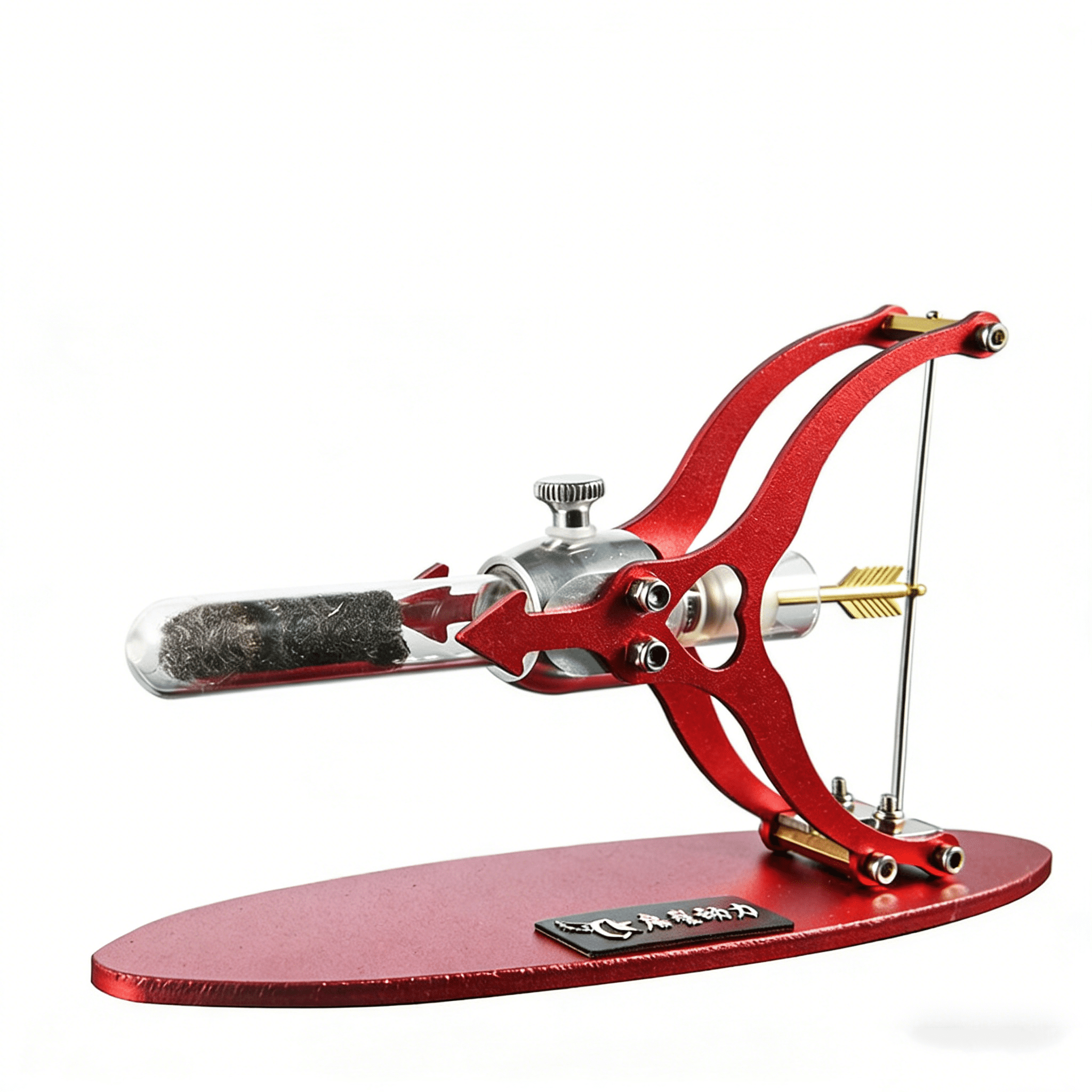 Cupid Arrow Stirling Engine Model, Heat Powered Aluminum Alloy Motor Engine with Transparent Cylinder, Thermodynamics Demonstration Desktop Decor & Romantic Gift