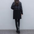 thumbnail image 6 of Autumn Winter Women Jacket Thickened Plush Faux Leather Patchwork Mid Length Plus Size Patch Pockets Double-breasted Turn-down Collar Overcoat, 6 of 7