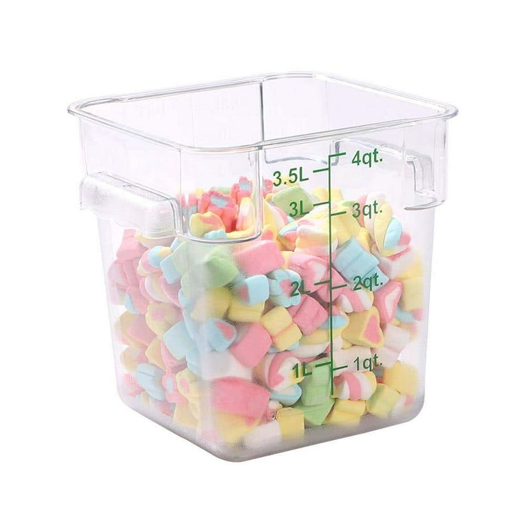 Met Lux 2 qt Square Clear Plastic Food Storage Container - with Green Volume Markers - 7 inch x 7 inch x 4 inch - 10 Count Box