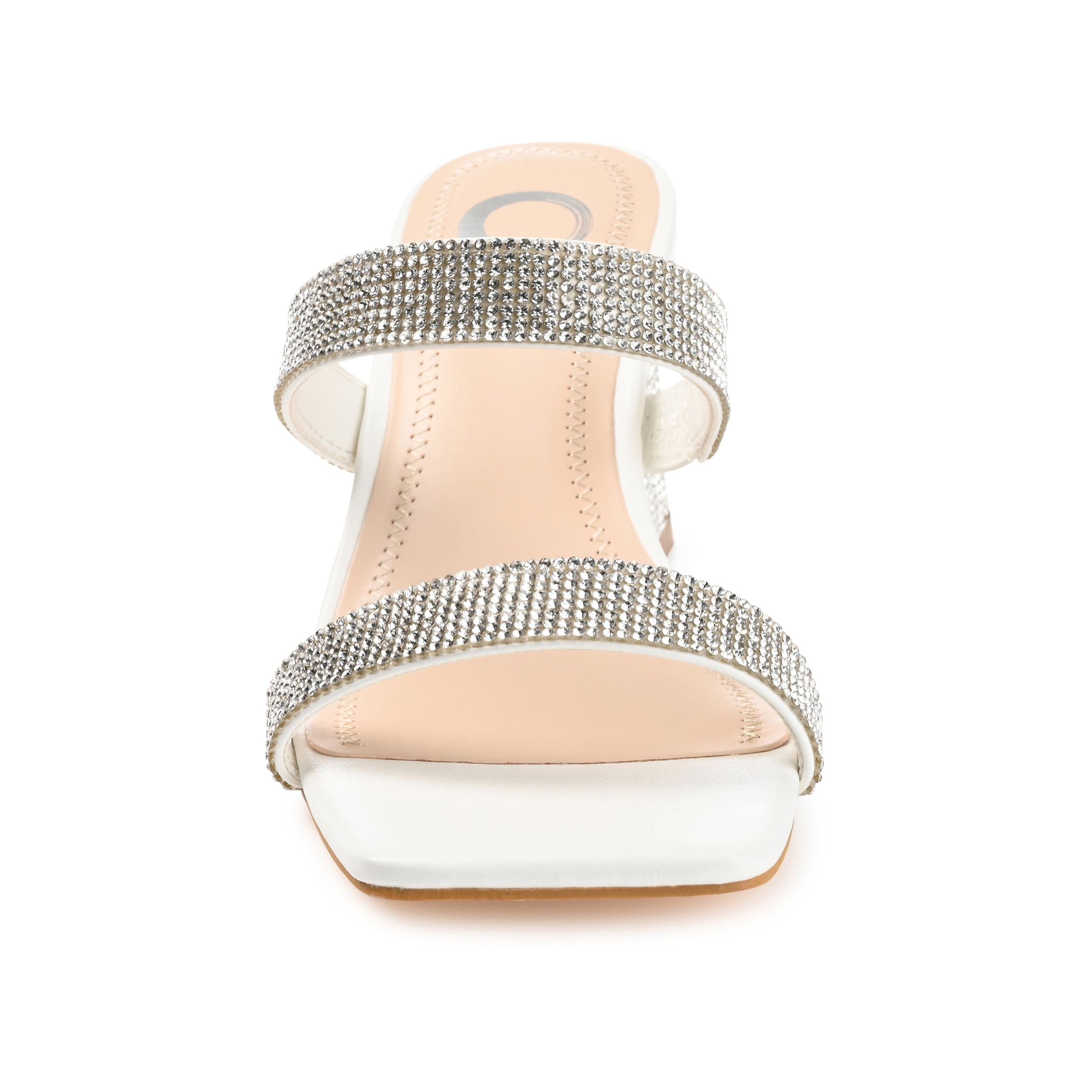 Journee Womens Shandee Rhinestone Detail Block Heel Evening Dress Sandals