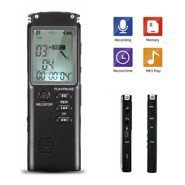 Grabadora 32GB Grabadora De Voz Digital Grabadora De Voz Activado Reproductor MP3 1536kbps HD Reducción De Ruido Reducción Dual Condensador Micrófono 13h Grabación Continua Con WAV