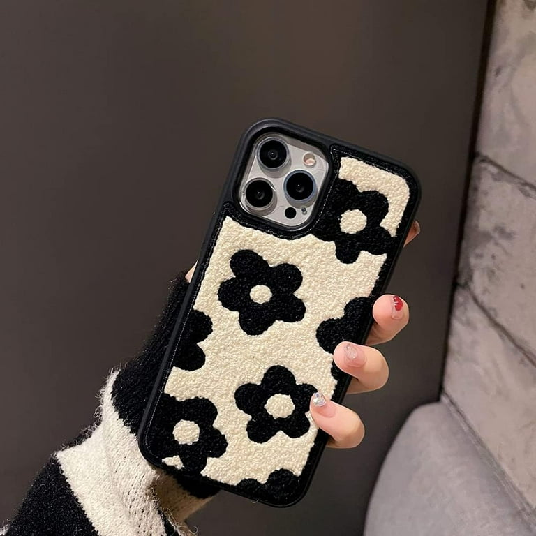 Compatible with iPhone 14 Pro Max Case Cute Flower Warm Fur Back