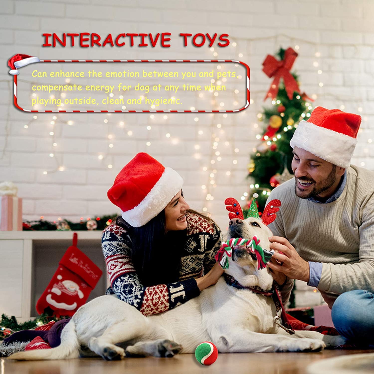 Christmas Stocking Dog Toys, Xmas Squeaky Dog Toys, Dogs Chew Toys Set, Pet Supplies for Interactive Small Medium Large Dogs Christmas Decorations